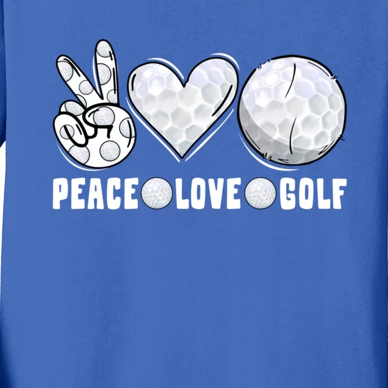 Peace Love Golf Funny Mommy Dad Son Daughter Gift Kids Long Sleeve Shirt