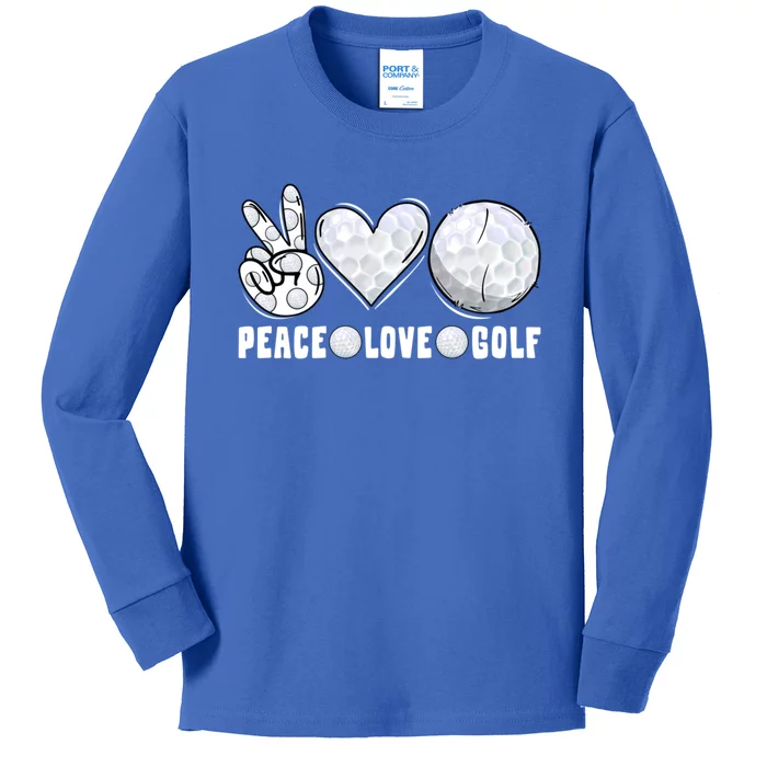 Peace Love Golf Funny Mommy Dad Son Daughter Gift Kids Long Sleeve Shirt