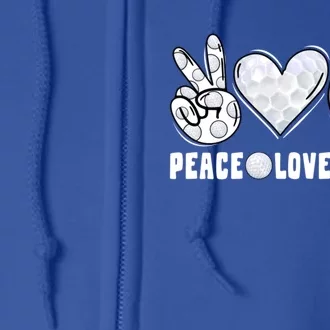 Peace Love Golf Funny Mommy Dad Son Daughter Gift Full Zip Hoodie