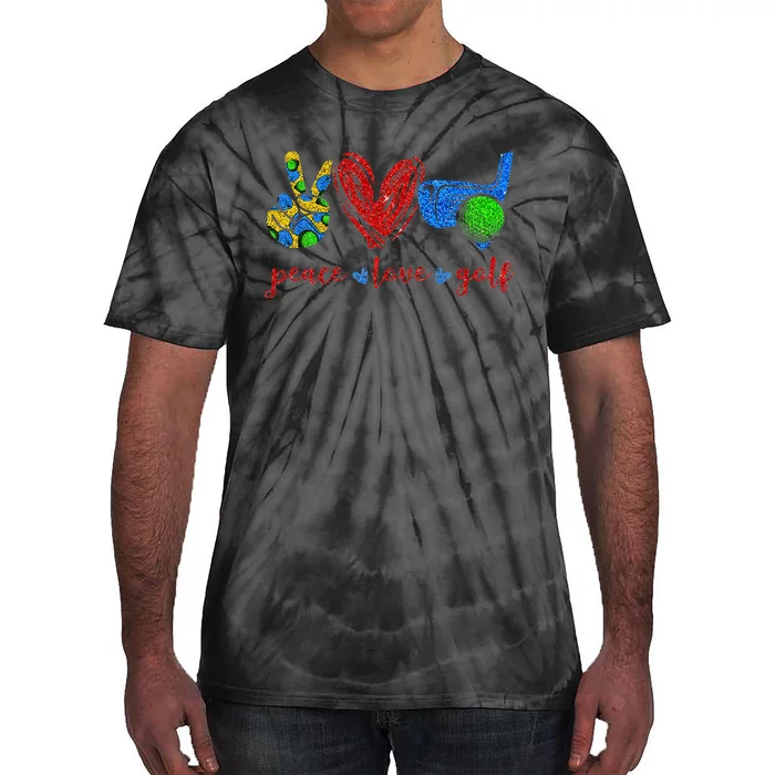 Peace Love Golf Cute Golf Lovers Gifts Tie-Dye T-Shirt