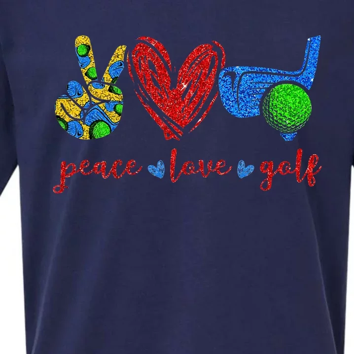 Peace Love Golf Cute Golf Lovers Gifts Sueded Cloud Jersey T-Shirt