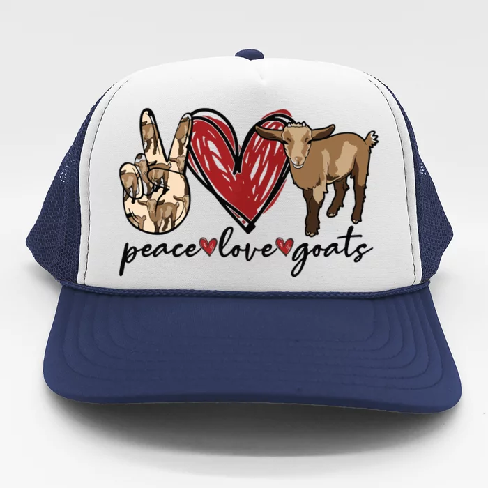 Peace Love Goats Farm Girl Goat Lover Gift Funny Goat Trucker Hat