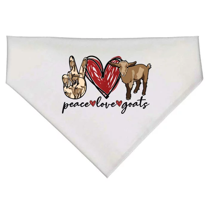 Peace Love Goats Farm Girl Goat Lover Gift Funny Goat USA-Made Doggie Bandana