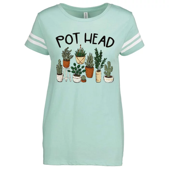 Plant Lover Gardener Pot Head Succulent Funny Enza Ladies Jersey Football T-Shirt