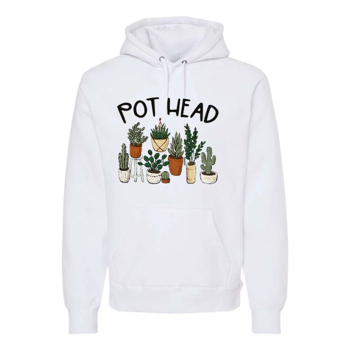 Plant Lover Gardener Pot Head Succulent Funny Premium Hoodie