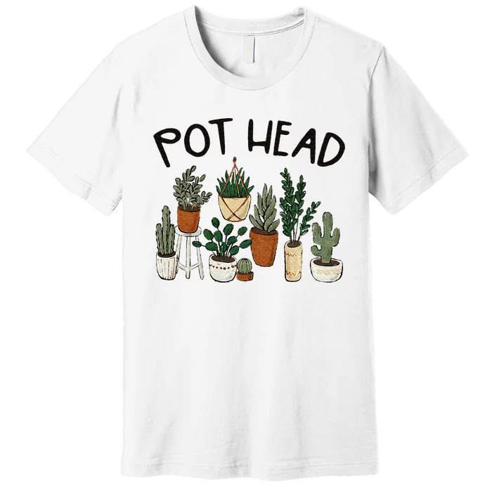 Plant Lover Gardener Pot Head Succulent Funny Premium T-Shirt