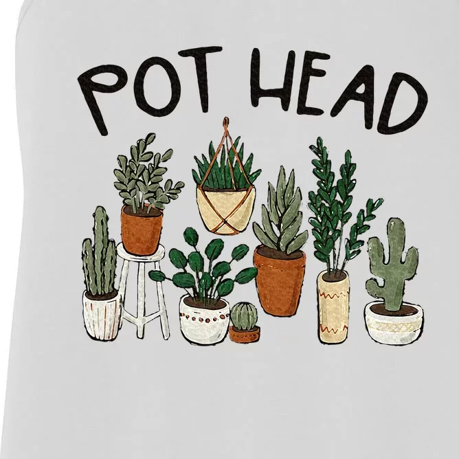 Plant Lover Gardener Pot Head Succulent Funny Women's Racerback Tank