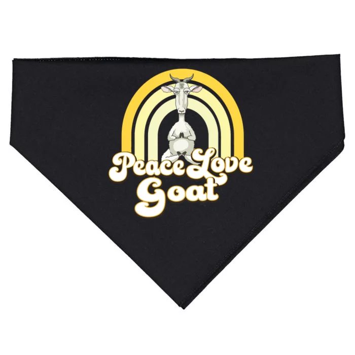 PEACE LOVE GOAT Beige Yellow Cute Hippie Yoga Goat Premium USA-Made Doggie Bandana