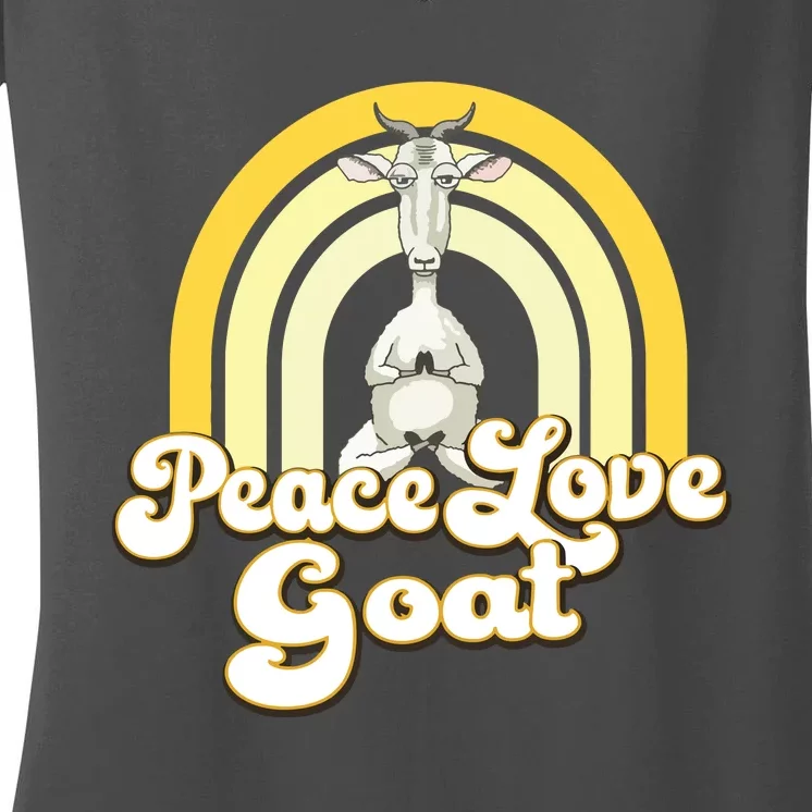 PEACE LOVE GOAT Beige Yellow Cute Hippie Yoga Goat Premium Women's V-Neck T-Shirt