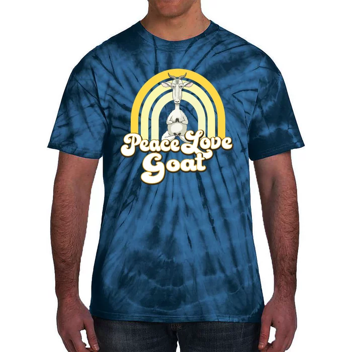 PEACE LOVE GOAT Beige Yellow Cute Hippie Yoga Goat Premium Tie-Dye T-Shirt