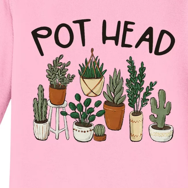 Plant Lover Gardener Pot Head Succulent Baby Long Sleeve Bodysuit