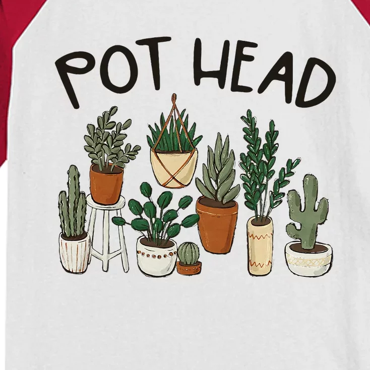 Plant Lover Gardener Pot Head Succulent Kids Colorblock Raglan Jersey