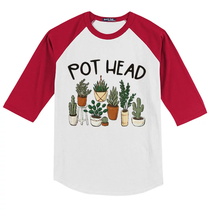 Plant Lover Gardener Pot Head Succulent Kids Colorblock Raglan Jersey