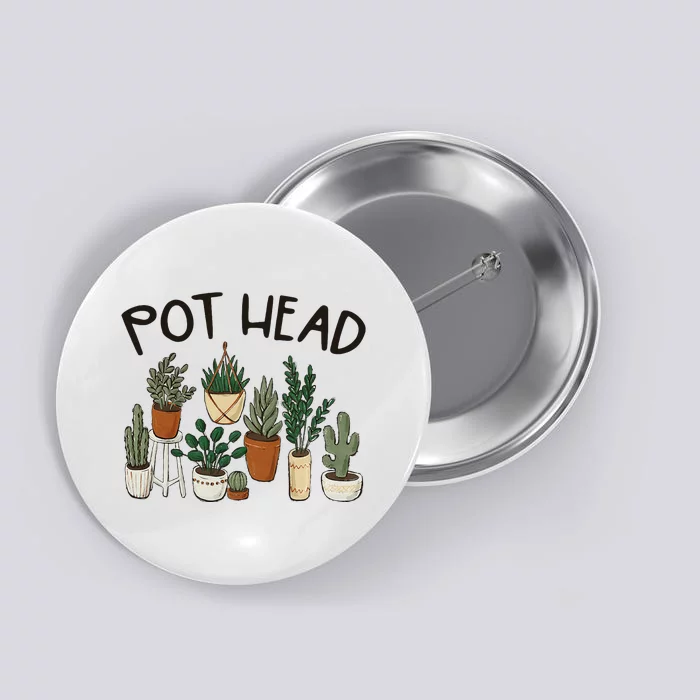 Plant Lover Gardener Pot Head Succulent Button