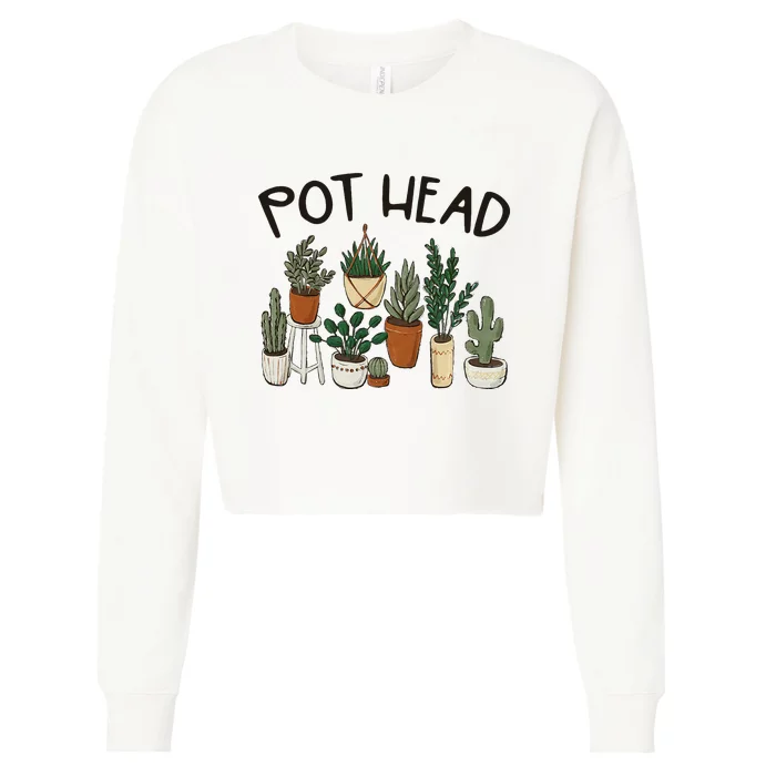 Plant Lover Gardener Pot Head Succulent Cropped Pullover Crew