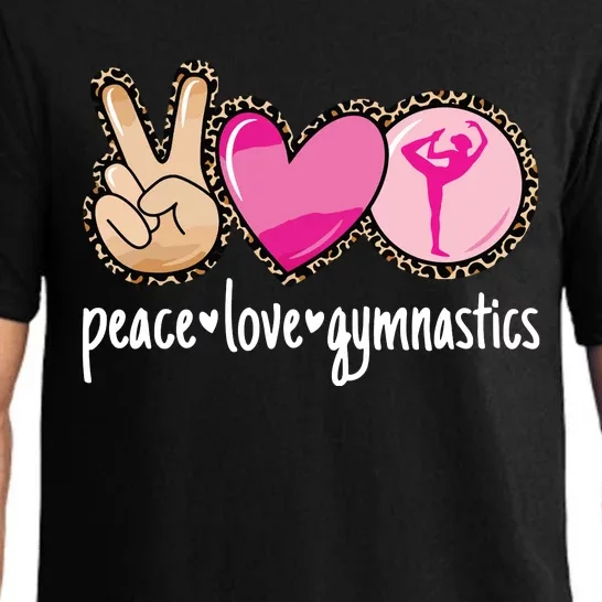 Peace Love Gymnastics Leopard Print Women Girl Gymnast Pajama Set