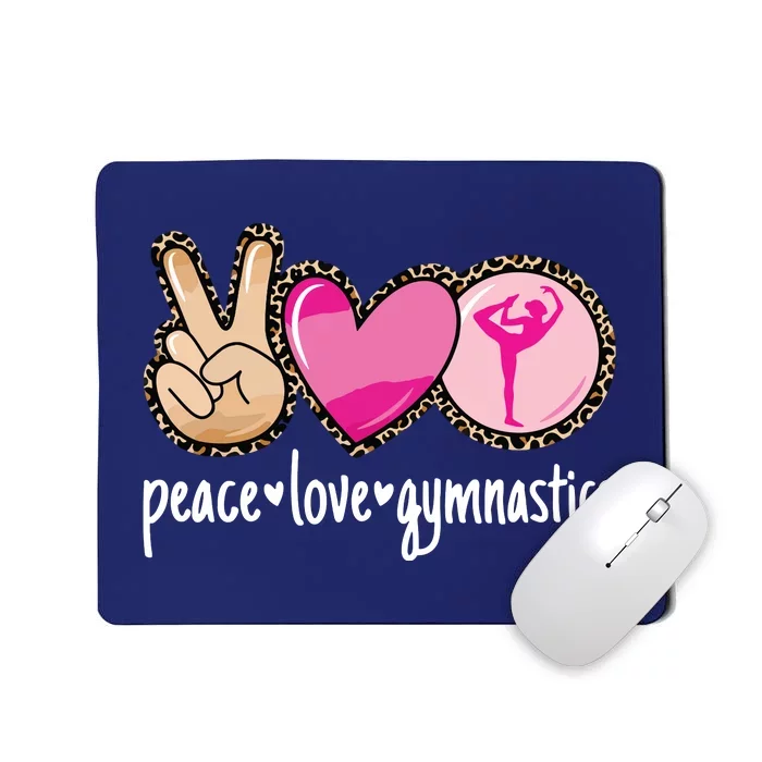 Peace Love Gymnastics Leopard Print Women Girl Gymnast Mousepad