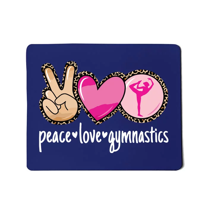 Peace Love Gymnastics Leopard Print Women Girl Gymnast Mousepad