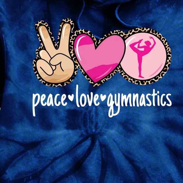 Peace Love Gymnastics Leopard Print Women Girl Gymnast Tie Dye Hoodie