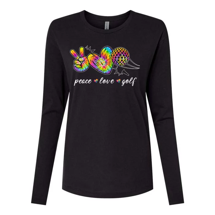 Peace Love Golf Rainbow Gift Womens Cotton Relaxed Long Sleeve T-Shirt