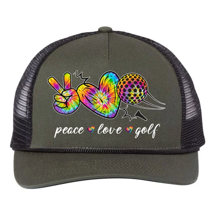 Peace Love Golf Rainbow Gift Retro Rope Trucker Hat Cap