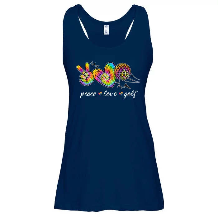 Peace Love Golf Rainbow Gift Ladies Essential Flowy Tank