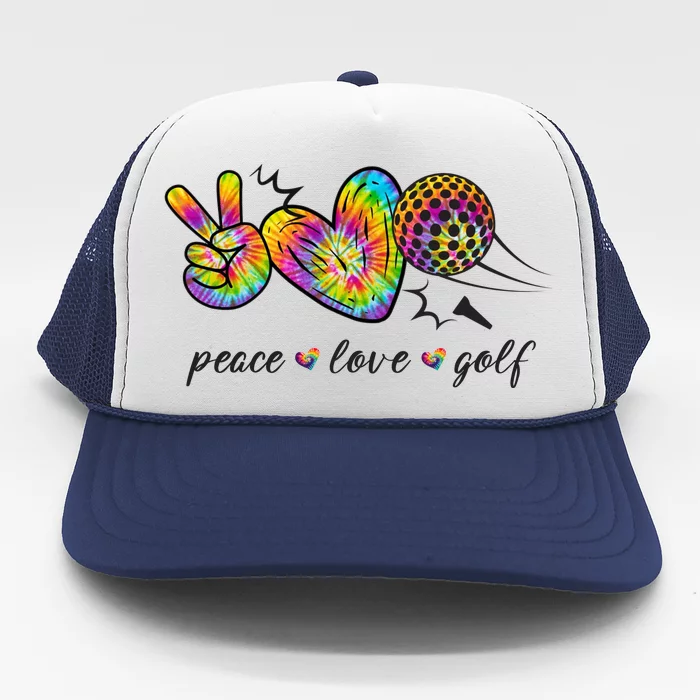 Peace Love Golf Rainbow Gift Trucker Hat