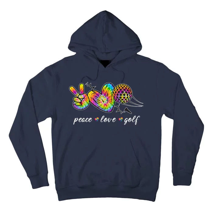 Peace Love Golf Rainbow Gift Tall Hoodie