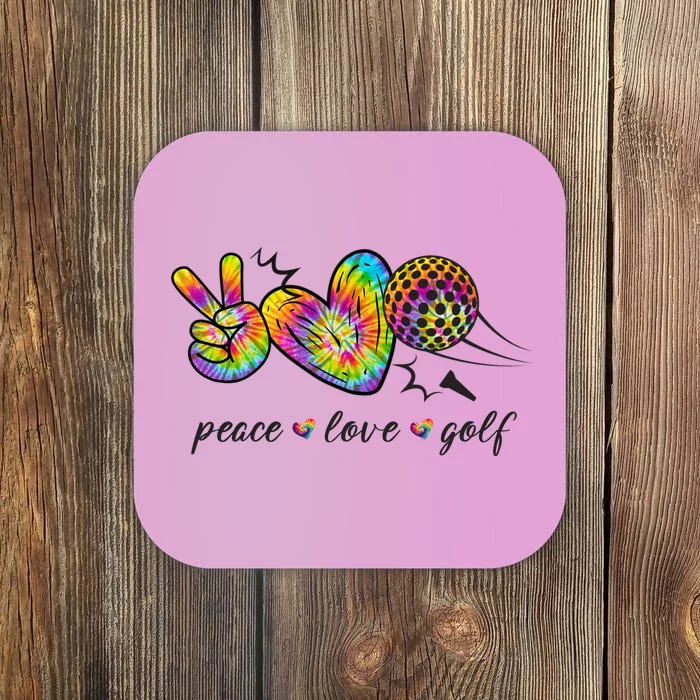 Peace Love Golf Rainbow Gift Coaster