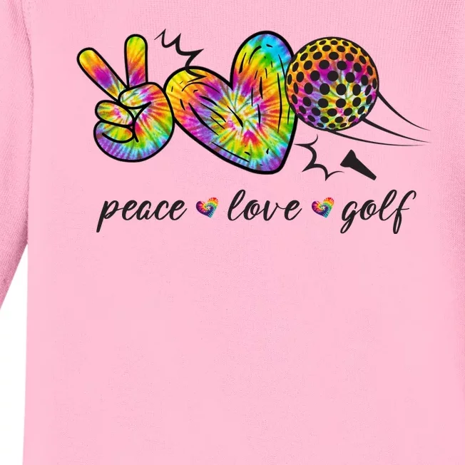 Peace Love Golf Rainbow Gift Baby Long Sleeve Bodysuit