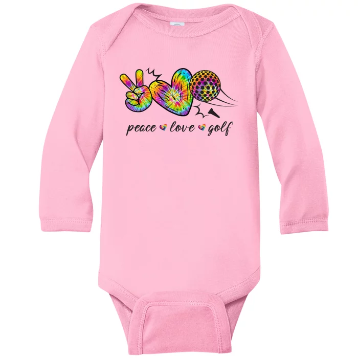 Peace Love Golf Rainbow Gift Baby Long Sleeve Bodysuit