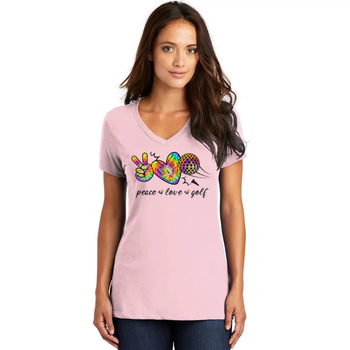 Peace Love Golf Rainbow Gift Women's V-Neck T-Shirt