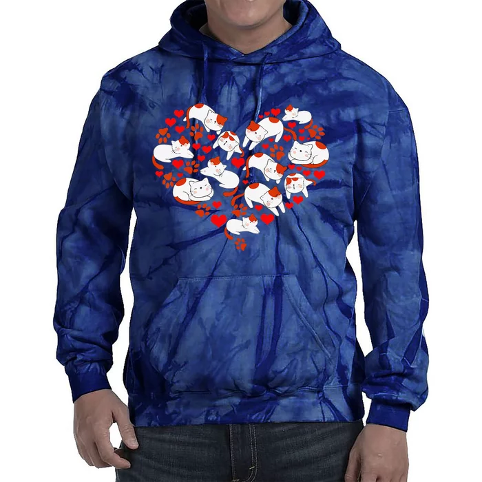 Pet Lover Gift Idea Cat Heart Animal Love Valentines Day Tie Dye Hoodie