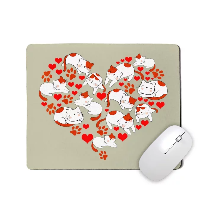 Pet Lover Gift Idea Cat Heart Animal Love Valentines Day Mousepad