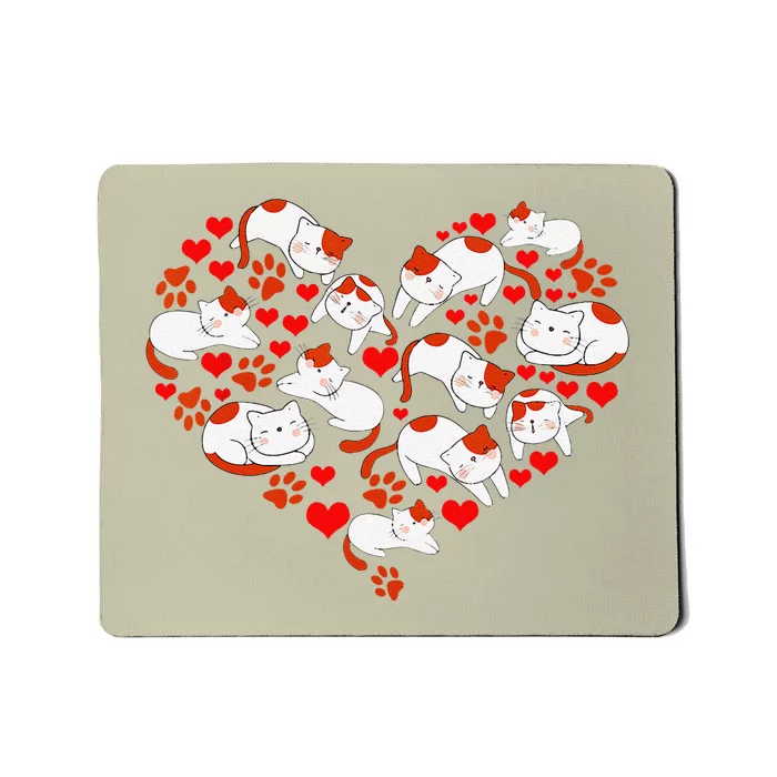 Pet Lover Gift Idea Cat Heart Animal Love Valentines Day Mousepad