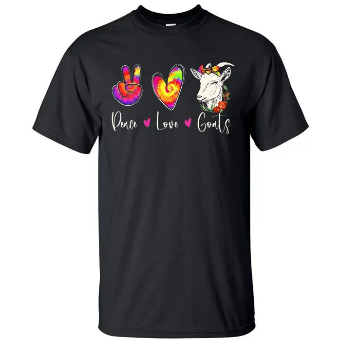 Peace Love Goats Goat Whisperer Farm Animal Lover Farmer Tall T-Shirt