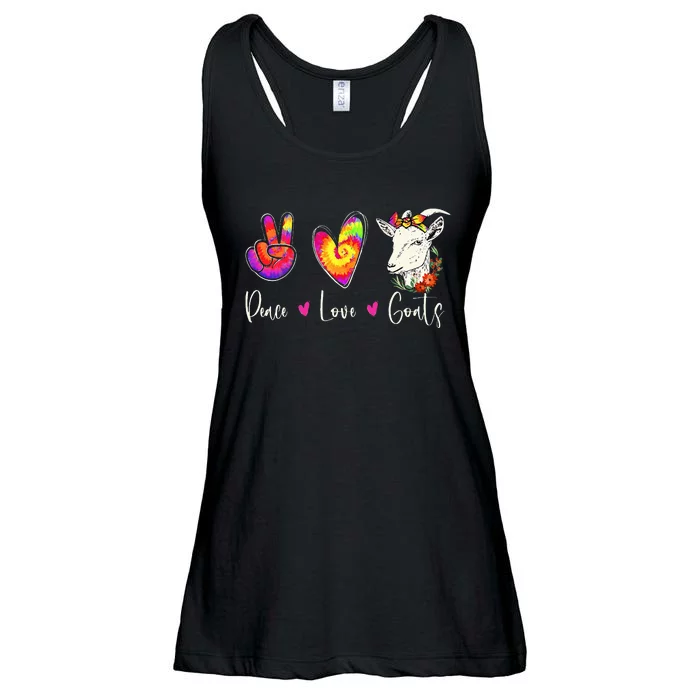 Peace Love Goats Goat Whisperer Farm Animal Lover Farmer Ladies Essential Flowy Tank