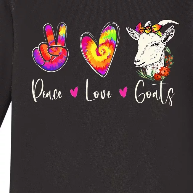 Peace Love Goats Goat Whisperer Farm Animal Lover Farmer Baby Long Sleeve Bodysuit