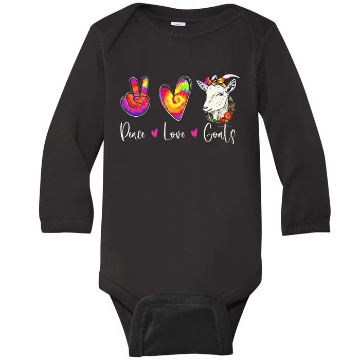 Peace Love Goats Goat Whisperer Farm Animal Lover Farmer Baby Long Sleeve Bodysuit