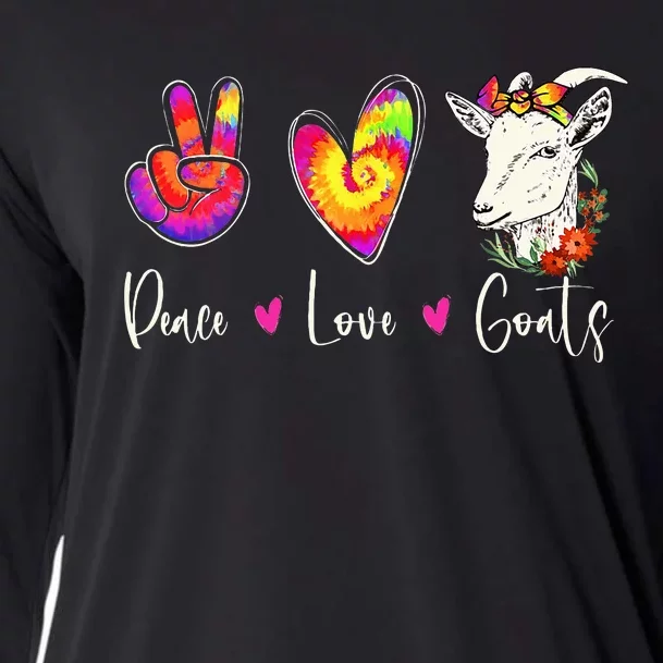 Peace Love Goats Goat Whisperer Farm Animal Lover Farmer Cooling Performance Long Sleeve Crew