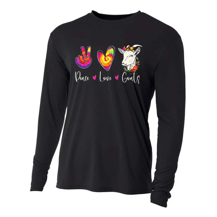 Peace Love Goats Goat Whisperer Farm Animal Lover Farmer Cooling Performance Long Sleeve Crew