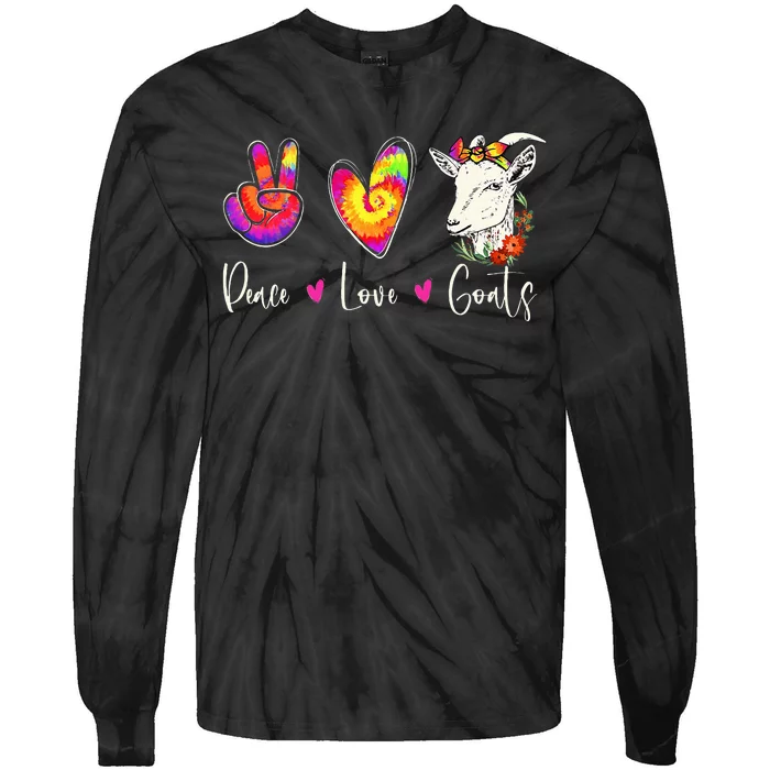 Peace Love Goats Goat Whisperer Farm Animal Lover Farmer Tie-Dye Long Sleeve Shirt