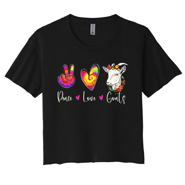 Peace Love Goats Goat Whisperer Farm Animal Lover Farmer Women's Crop Top Tee