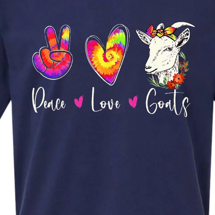 Peace Love Goats Goat Whisperer Farm Animal Lover Farmer Sueded Cloud Jersey T-Shirt