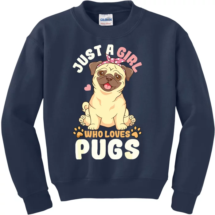 Pug Love Girl Kids Sweatshirt