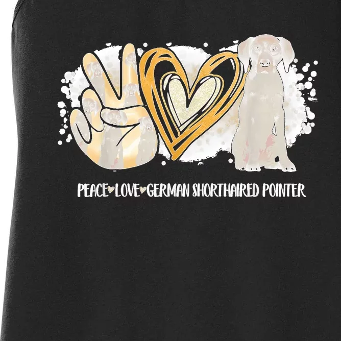 Peace Love Gsp German Shorthaired Pointer Dog Lover Women's Racerback Tank