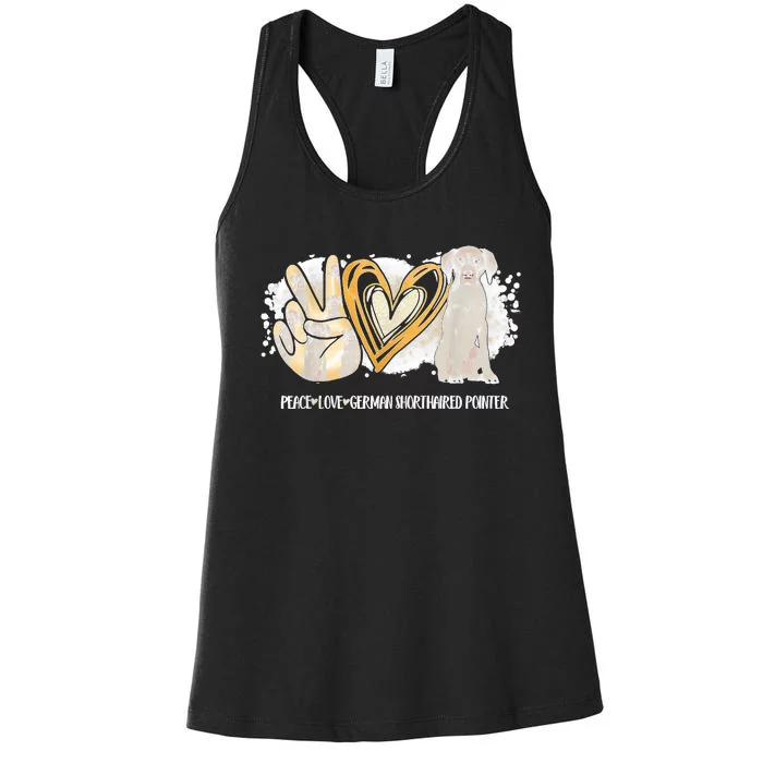 Peace Love Gsp German Shorthaired Pointer Dog Lover Women's Racerback Tank