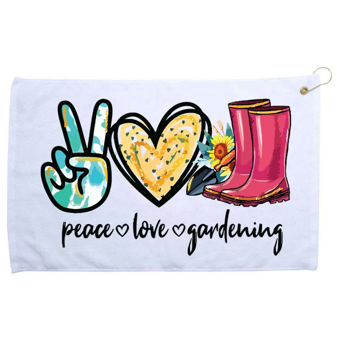 Peace Love Gardening Tools Flowers Garden Lover Fun Gardener Grommeted Golf Towel