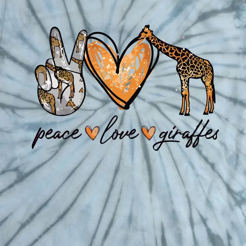 Peace Love Giraffes Gifts Peace Hand Sign Heart Tie-Dye T-Shirt