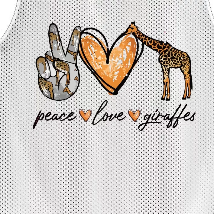 Peace Love Giraffes Gifts Peace Hand Sign Heart Mesh Reversible Basketball Jersey Tank